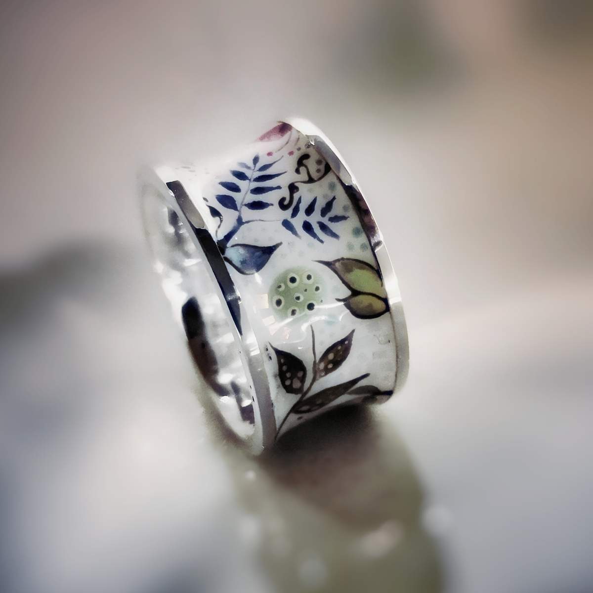 Handpainted floral ring